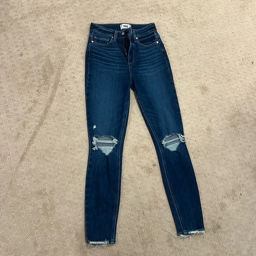 PAIGE RIPPED JEANS DARK WASH